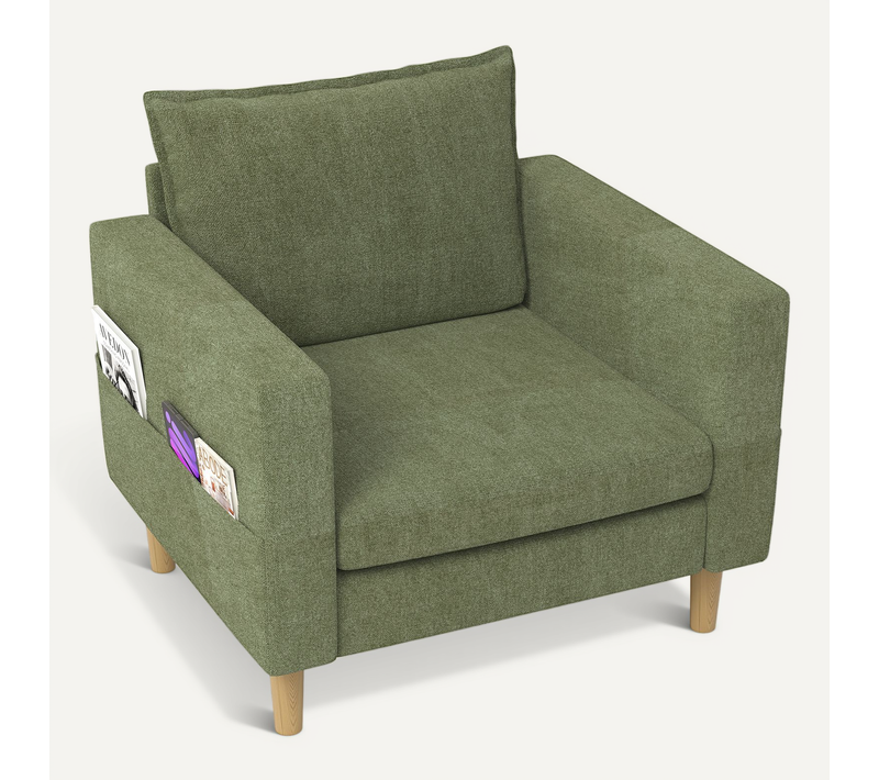 Fauteuil En Chenille, Avec Poche De Rangement, Vert