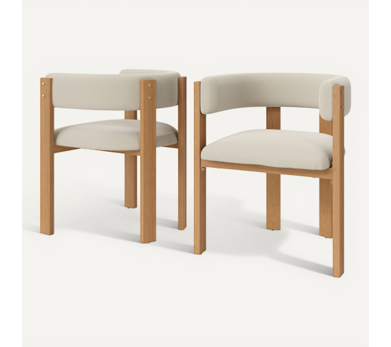 Lot De 2 Chaises De Salle à Manger, Dossier Ergonomique, Pieds En Métal Aspect Bois, Beige