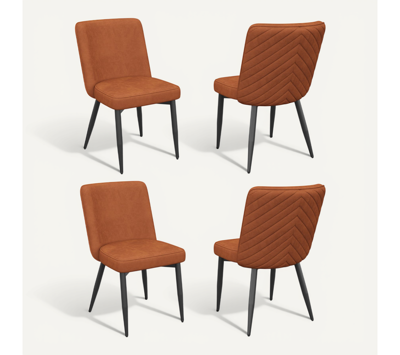 Lot De 4 Chaises De Salle à Manger En Velours, Dossier Ergonomique, Rouille