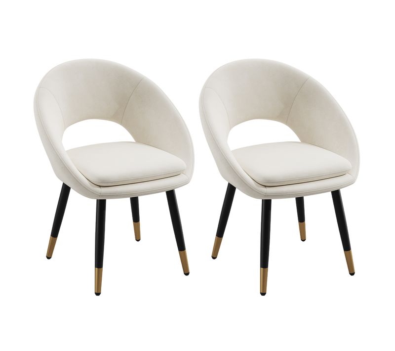 Lot De 2 Chaises De Salle à Manger En Velours, Pieds En Métal, Beige