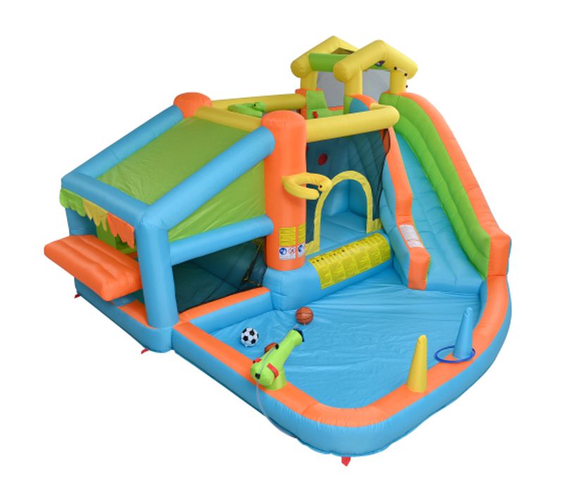 Parc Aquatique Gonflable Enfant 360x350x210 Cm Avec Souffleur 580 W Multicolore