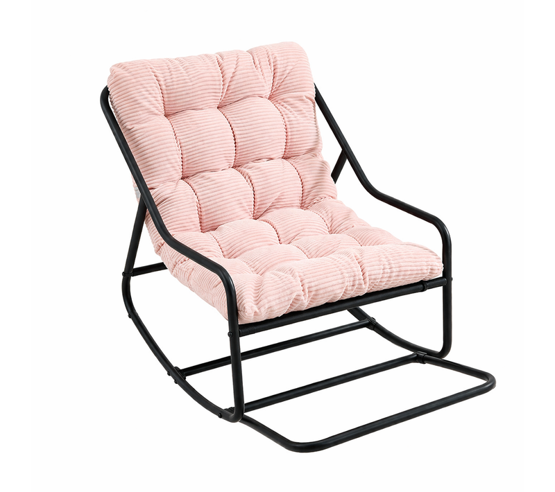 Fauteuil à Bascule D'extérieur, Coussin épais, Structure En Acier, Rose