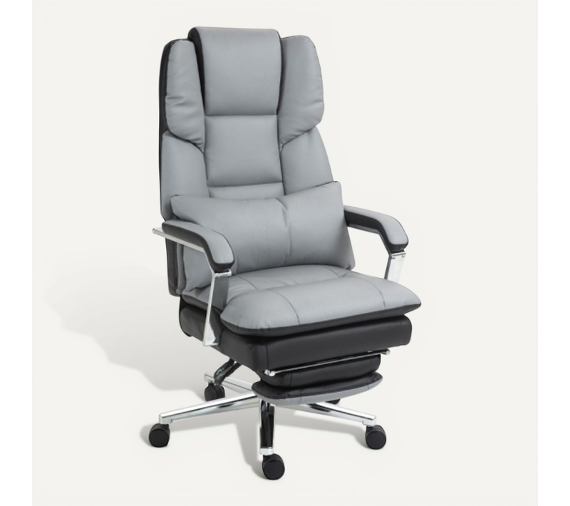 Chaise De Bureau Ergonomique, Dossier Inclinable, Repose-pieds, Gris