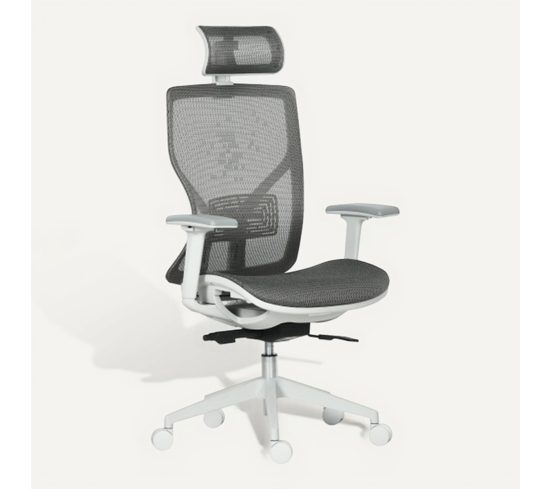 Chaise De Bureau Ergonomique Avec Appuie-tête, Accoudoirs 3d, Hauteur Réglable, Gris