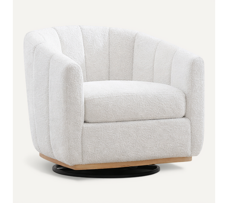 Fauteuil Pivotant 360° En Chenille Avec Base Métal - Ivoire