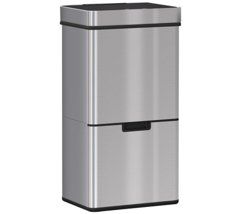 Poubelle De Tri Automatique 72 L à Capteur Infrarouge 3 Compartiments, En Acier Inoxydable