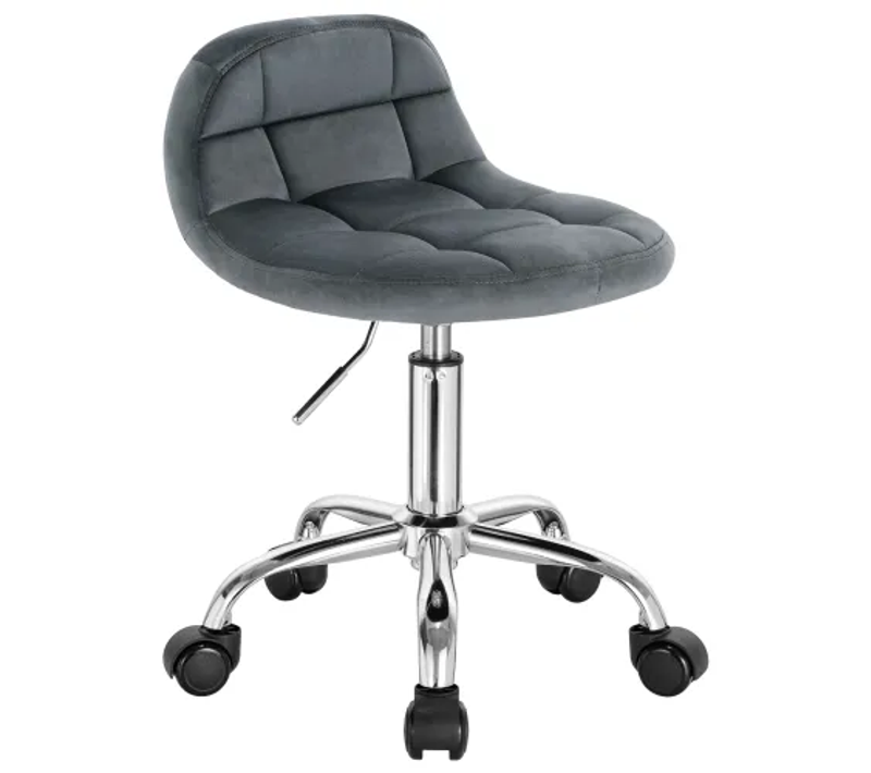 Fauteuil De Bureau En Velours, Réglable En Hauteur, Pivotante, Gris Foncé