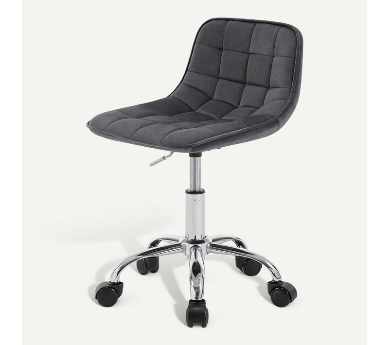 Chaise De Bureau Pivotante En Velours, Réglable En Hauteur, Avec Roulettes, Gris Foncé