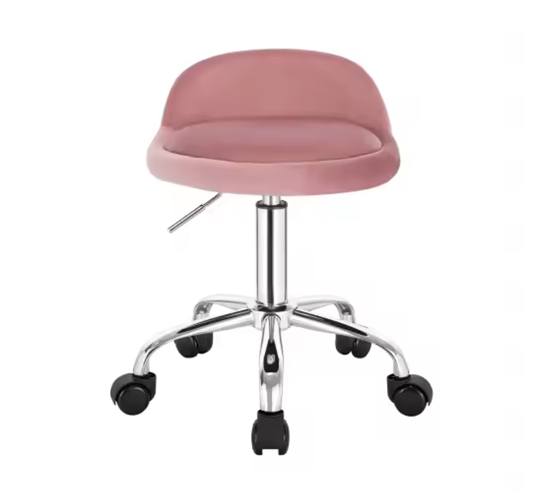 Fauteuil De Bureau Réglable En Hauteur, Pivotant, En Velours Et Métal, Rose