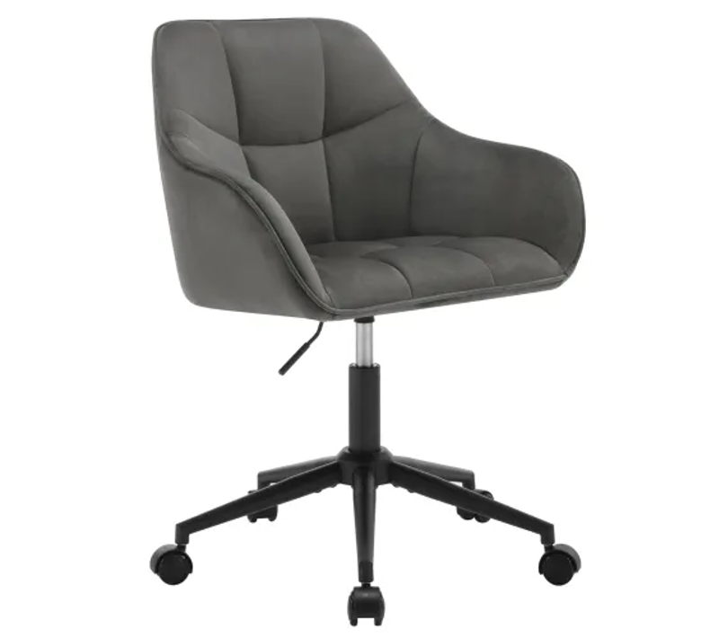 Fauteuil De Bureau Ergonomique En Velours, Réglable En Hauteur, Pivotante, Gris Foncé