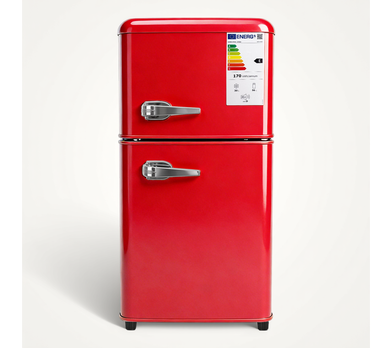 Réfrigérateur 2 Porte 86 L En Plastique Et Acier, Rouge