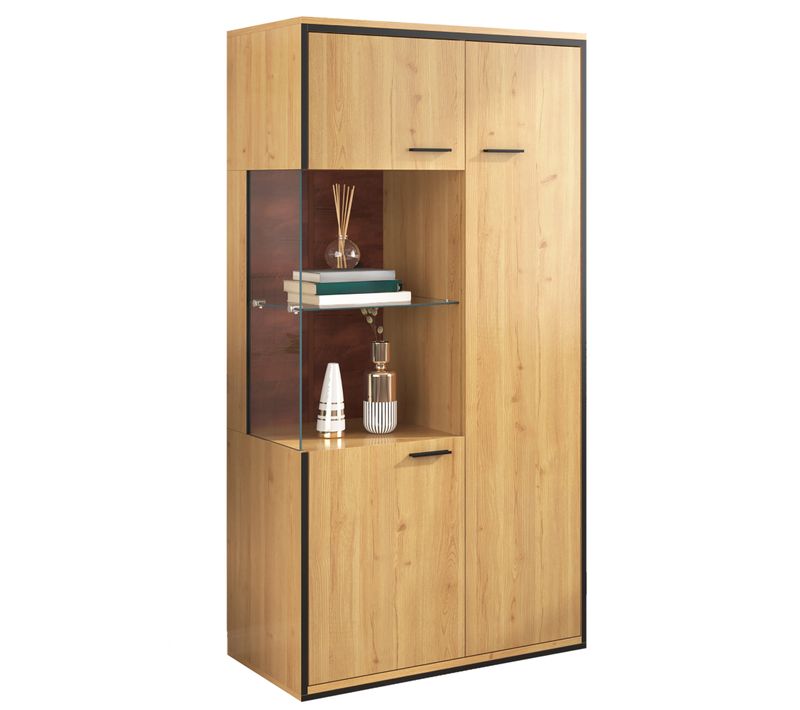 Vitrines Bibliothèques Avec Éclairage LED 15 S Et Étagères En Verre - 78x40x150 Cm - Naturel