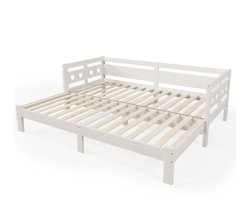 Lit Gigogne 90x200 Cm - Lit Banquette Avec Lit Supplémentaire - Bois De Pin Et Mdf - Blanc