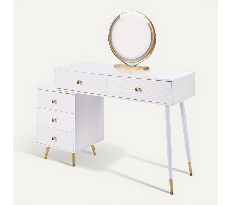 Coiffeuse Avec Miroir Lumineux, Table Maquillage Extensible Rangement Réglable, Meuble Contemporain