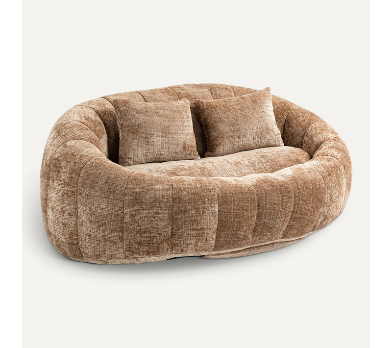 Fauteuil Pouf Cocooning Rembourrage Mousse Coussins Inclus Sans Montage-Café