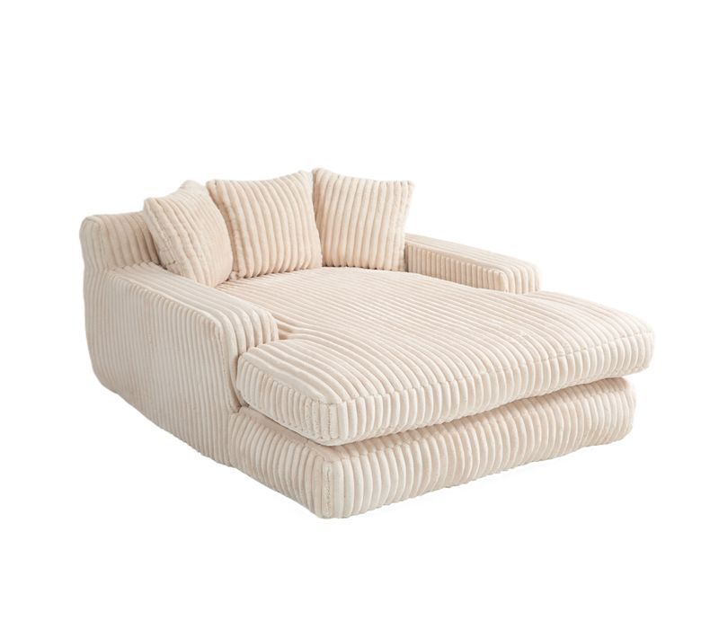 Canapé Convertible 1 Place - Design Relax - 3 Coussins - Tissu Corde - Beige