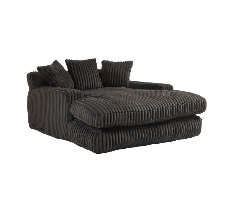 Canapé Convertible 1 Place - Design Relax - 3 Coussins - Tissu Corde - Noir