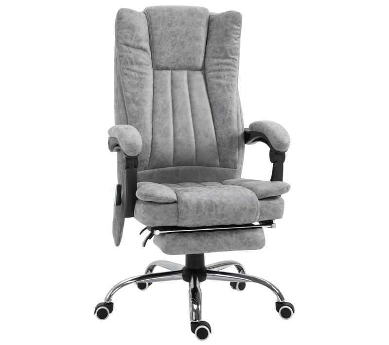 Fauteuil De Bureau Ergonomique - Massage Chauffant - Hauteur Réglable - Mousse Confortable - Gris