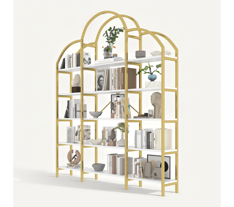 Vitrine De Collection Avec 5 étagères, Montage Requis, Pratique Et Stable, Or