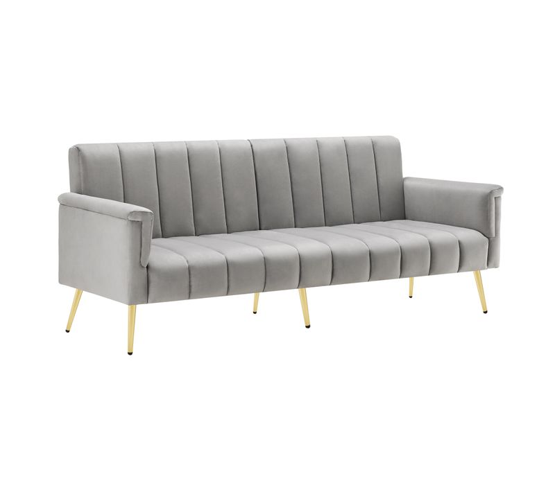 Canapé-lit Convertible 2 Places - Fonction Couchage - Design Moderne - Velours Doux - Gris