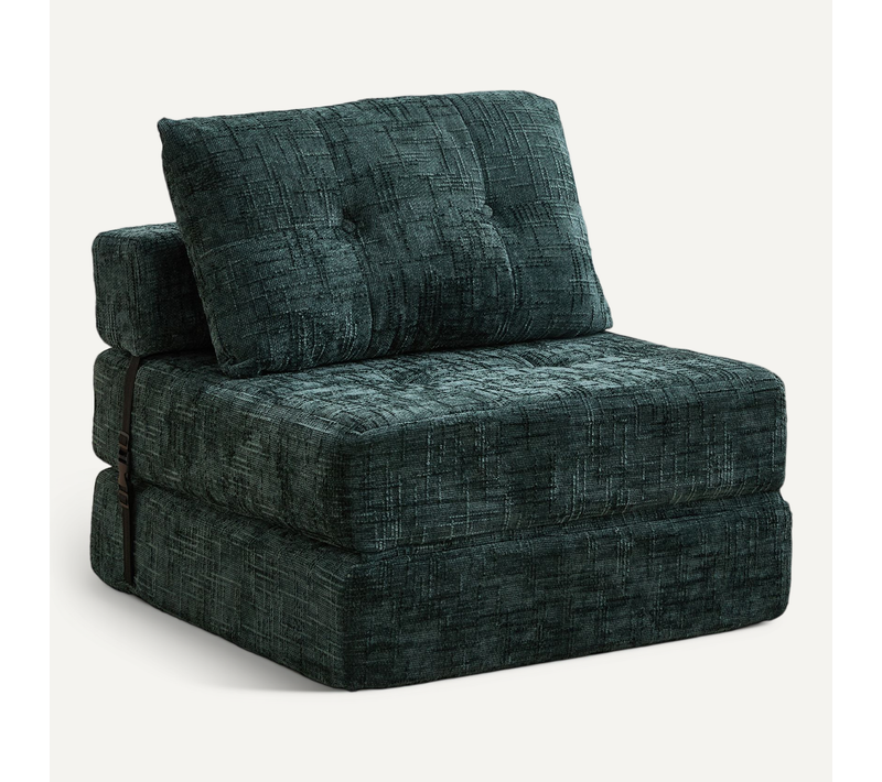 Compressé - Fauteuil Convertible 1 Place - Matelas Pliable - Coussin - Confortable - Chenille Vert
