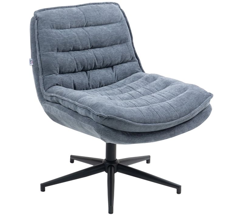 Chaise De Bureau - Pivotante Et Réglable En Hauteur - Position Tailleur - Tissu Lin - Gris Foncé