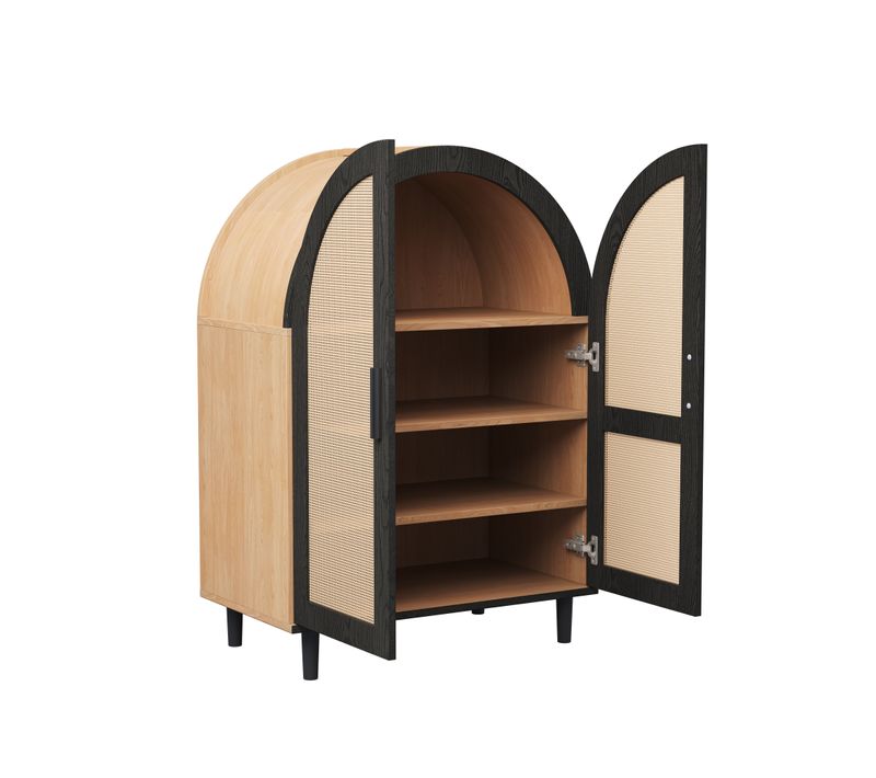 Buffet Chaussures - 2 Portes - 3 Étagères - Rangement Fonctionnel - Panneaux Particules Mdf -naturel