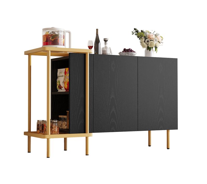 Buffet - Bahut 2 Portes - Rangements Multiples - Salle à Manger Moderne - Noir