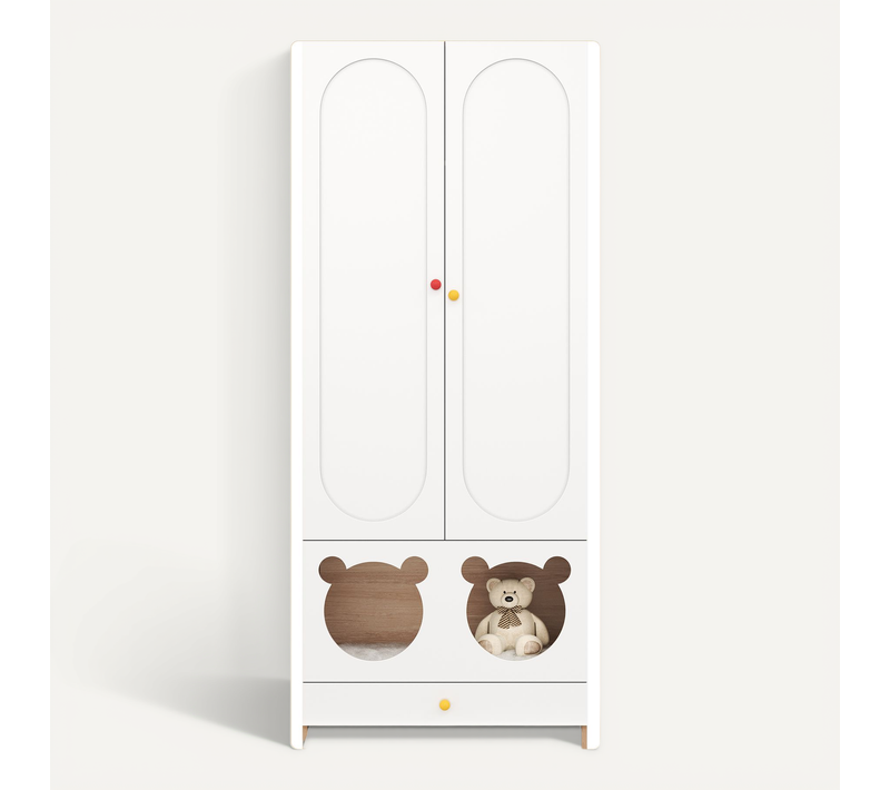 Penderie Enfant,armoire Avec Tringle Et Niche Chat, Ensemble Chambre Fonctionnel,mdf, Blanc