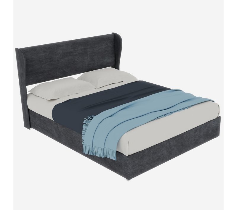 Lit Coffre 140x200 - Tête De Lit Douce - Rangement Hydraulique - Lit Capitonné - Velours Gris