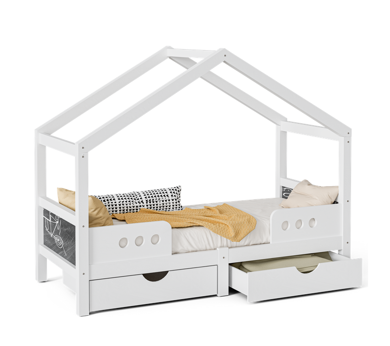 Lit Simple Enfant 90x200 Cm - Structure Bois Solide - Style Classique - Chambre Junior - Blanc