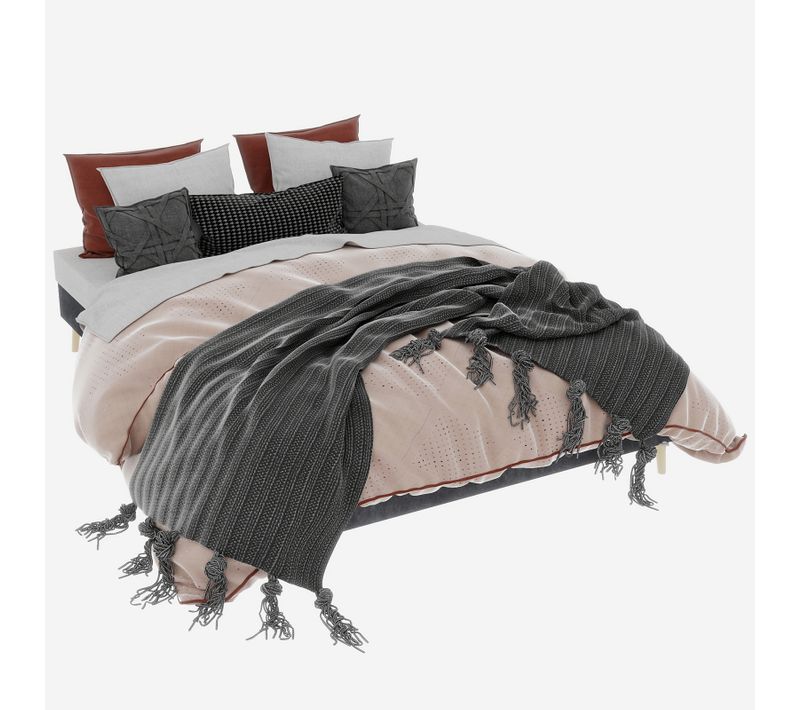 Lit Double 160×200 Cm - Lit Minimaliste Bas - Cadre Robuste - Moderne - Velours Hollandais - Gris