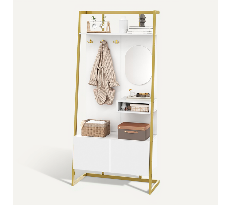 Vestiaire D’entrée - Armoire Deux Portes Avec Espace Chaussures - Panneau De Particules - Blanc