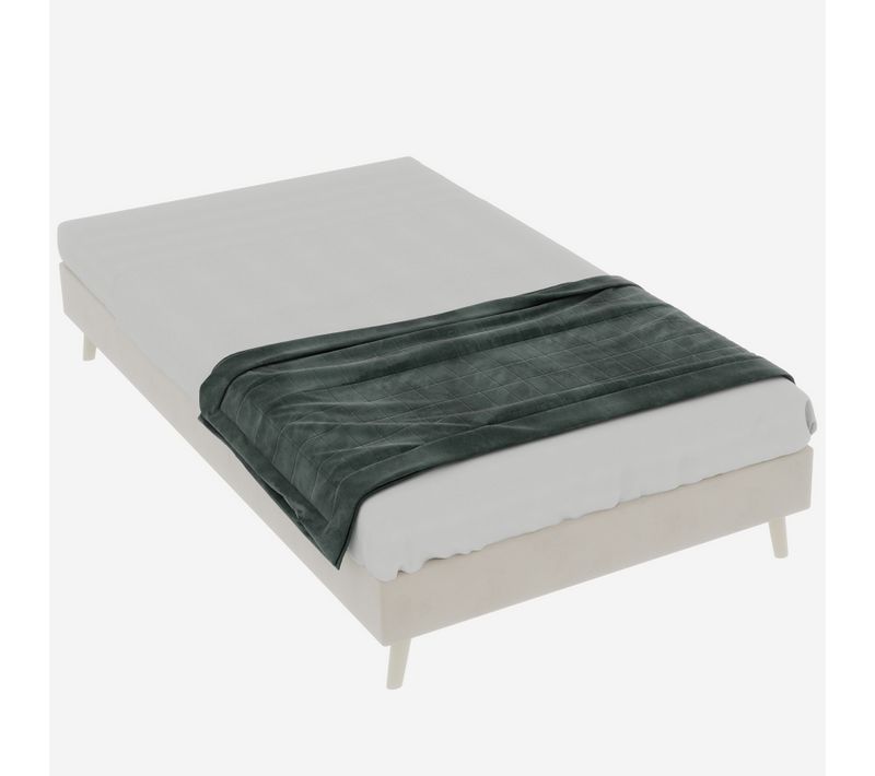 Lit Simple 90x200 Cm - Enfant - Cadre Bas Fonctionnel - Velours Hollandais - Beige