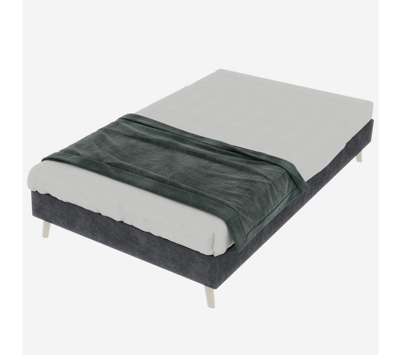 Lit Simple 90x200 Cm - Lit Enfant Avec Structure Basse, Design Fonctionnel, Velours Hollandais, Gris