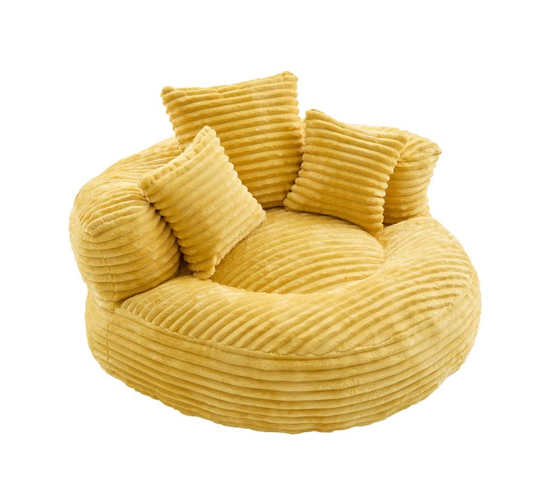 Pouf Poire Relax - Haut Dossier - 3 Coussins - Pour Adultes Et Enfants - Velours Côtelé