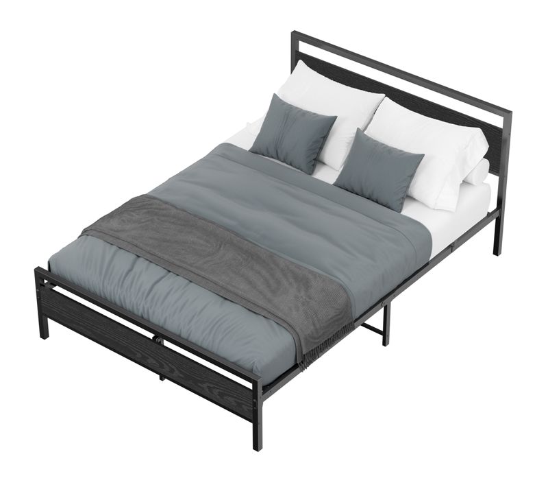 Lit En Métal 140x200 Cm - Lit Double Moderne Et Solide Pour Chambre Parentale