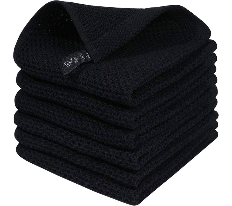 Torchon De Cuisine - Serviette De Cuisine En Coton 100% - Lot De 6 - Absorbant - Noir