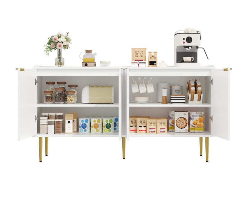 Buffet Moderne Simple Avec Grand Rangement - Meuble De Salon - Blanc