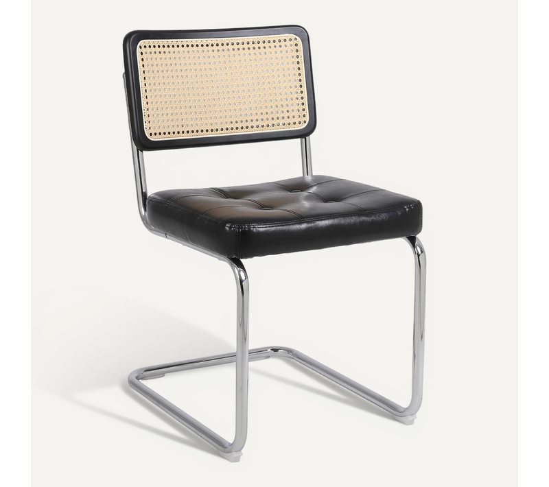 Chaises Salle à Manger Design - Lot De 2 - Assise Rembourrée - Simili Cuir - Noir