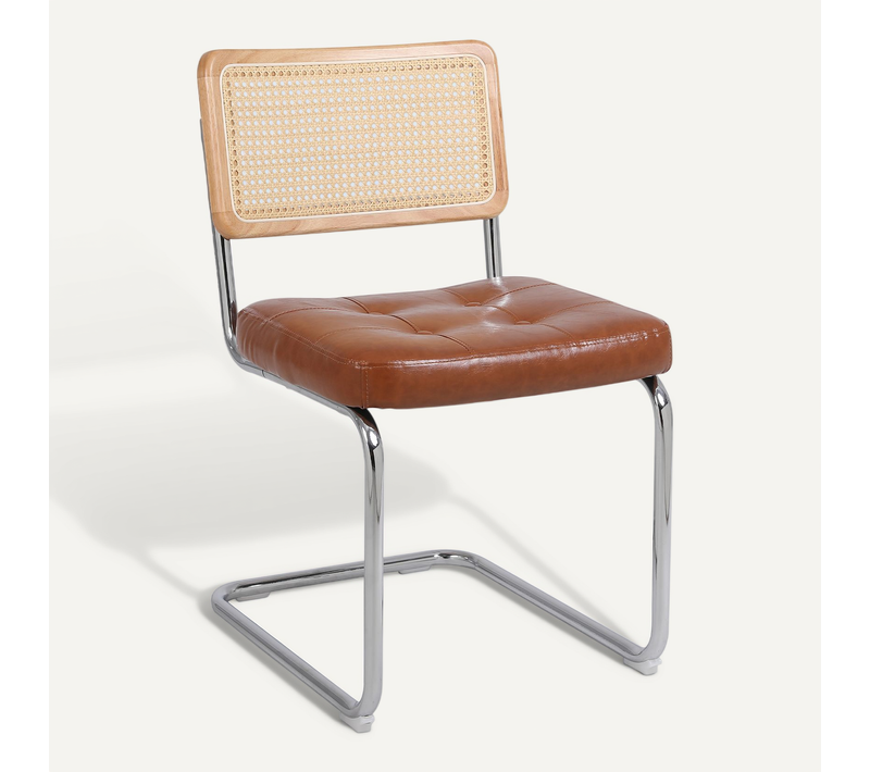 Chaises Salle à Manger Design - Lot De 2 - Assise Confortable - Rembourrée - Simili Cuir Pu - Brun