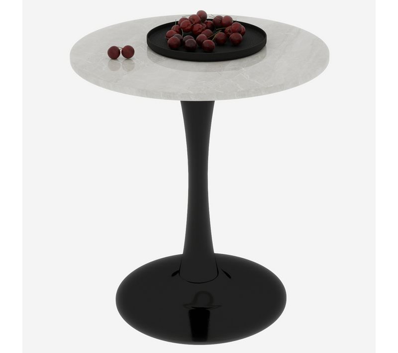 Table D’appoint Ronde - Table Basse Polyvalente - Pour Salon Ou Salle à Manger - Marbre - Noir+blanc