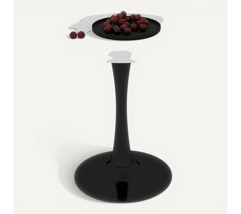 Table D’appoint Ronde - Table Basse Élégante - Structure En Fer - Marbre Artificiel - Noir Et Blanc