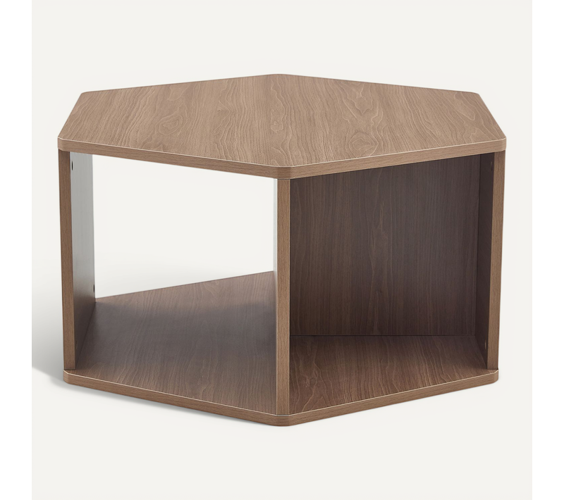 Table Basse, Table D’appoint Hexagonale, Design Moderne En Mdf, Stable, Facile à Entretien,brun