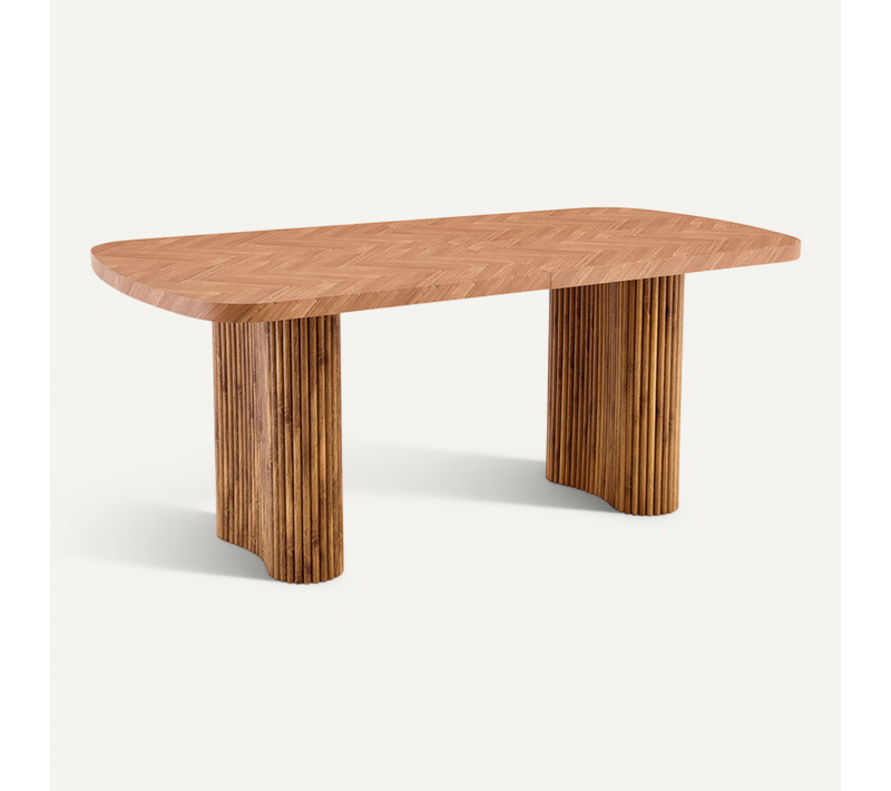 Table De Salle à Manger Avec Piètement Arche - Pour Salle à Manger Ou Bureau - En Mdf - Naturel