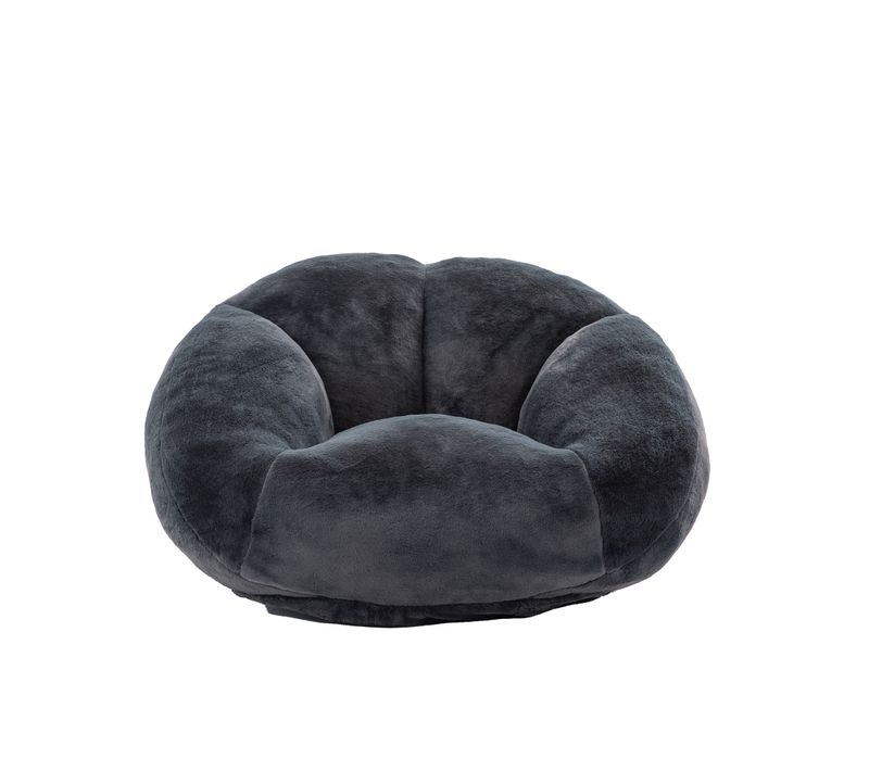 Fauteuil Pouf Bean Bag Avec Garnissage Mémoire De Forme - Tissu Velours Peluche - Noir