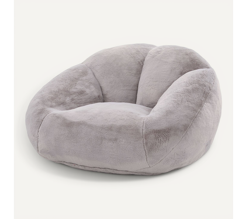 Fauteuil Pouf Bean Bag Avec Garnissage Mémoire De Forme - Tissu Velours Peluche - Gris Clair
