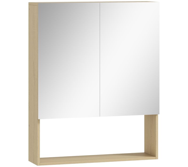 Meuble Miroir, 2 Portes Murales, Salle De Bain, Design Moderne,chêne