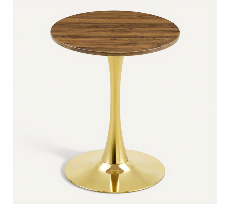 Table Ronde,Facile à Entretenir, Surface Résistante,Pied Central Design,Stabilité,Bords Arrondis,Or