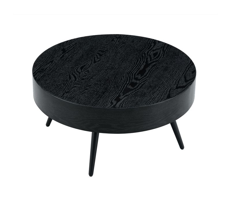 Table Basse Ronde,plateau Mdf Et Structure Métal, Table D’appoint Design,facile à Entretenir ,noir